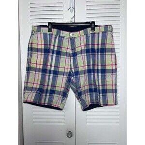 Polo Ralph Lauren Plaid Reversible Shorts Mens Size 40 Navy Blue Preppy